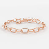 Paper Clip Bracelet / 14k Gold Paper Clip Link Bracelet 8 MM / Gold Link Chain Bracelet / Rectangle Link Staple Bracelet / Layering Bracelet - Jalvi & Co.