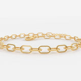 Paper Clip Bracelet / 14k Gold Paper Clip Link Bracelet 8 MM / Gold Link Chain Bracelet / Rectangle Link Staple Bracelet / Layering Bracelet - Jalvi & Co.