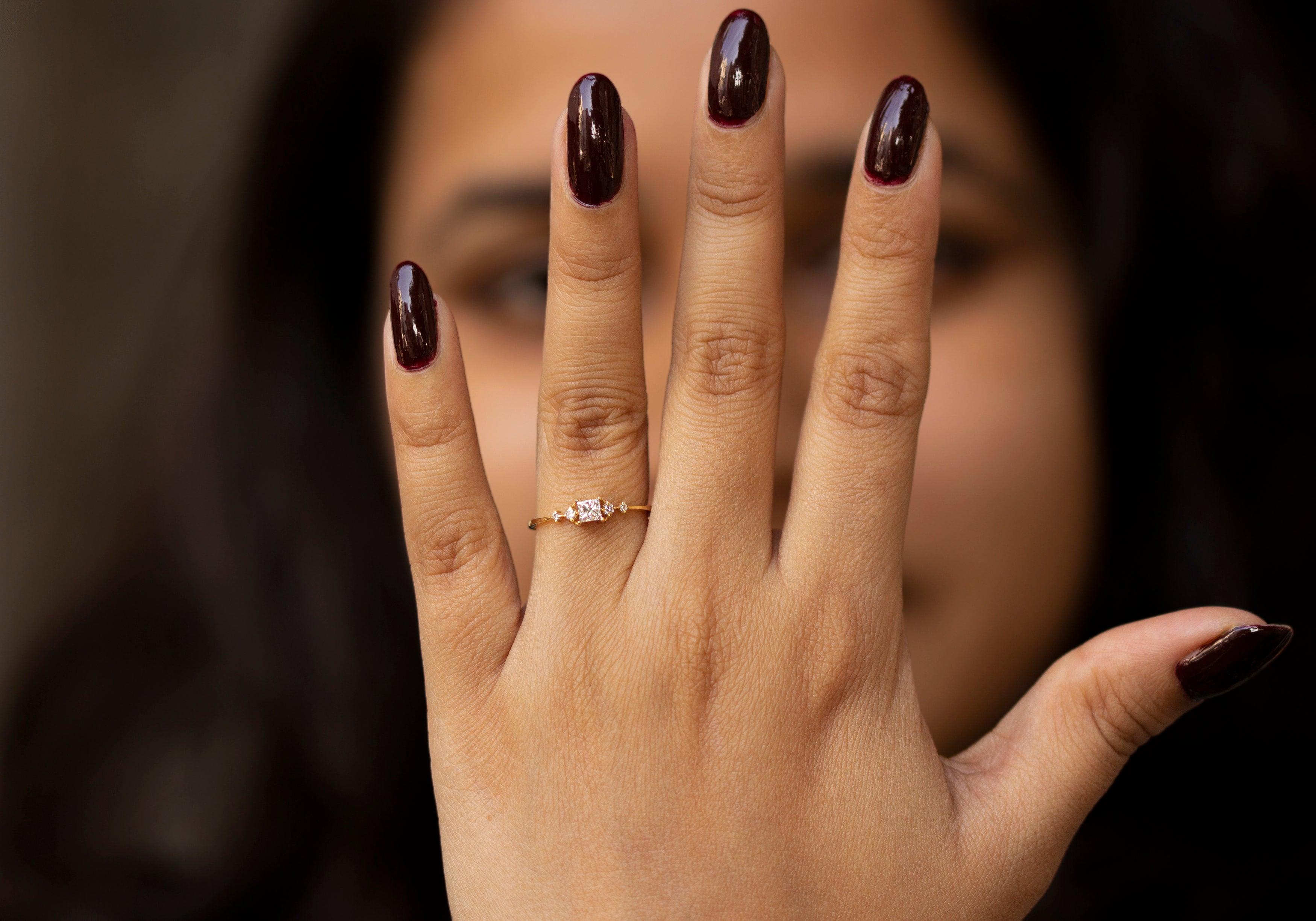 Princess Cut Diamond Wedding Band / 14k Gold Princess Cut and Round Diamond Women's Wedding Ring Available in Rose Gold White Gold