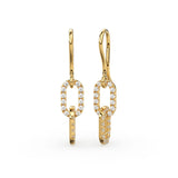 Double Link Diamond Dangle Earrings / 14K Solid Gold Earring / Pave Diamond Earrings / Link Chain Dangle Drop Earrings / Gift for Her
