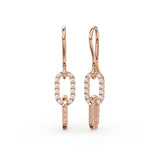 Double Link Diamond Dangle Earrings / 14K Solid Gold Earring / Pave Diamond Earrings / Link Chain Dangle Drop Earrings / Gift for Her