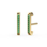 Princess Emerald Gold Earrings / 14k Gold Emerald Earrings / Astrology Jewelry / May Birthstone/ Green Stone Jewelry/ Dainty Studs/ Emerald Studs