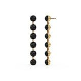 Black Onyx Diamond Earrings / 14k Gold Earrings / Diamond Gemstone Earrings / Cabochon Diamond Earrings / Luxury Jewelry