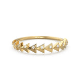 Triangle Gold Diamond Band in 14k Gold / Pyramid Gold Ring / ZigZag Trillion Gold Band White Diamond Ring / Geometric Gold Wedding Band