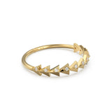 Triangle Gold Diamond Band in 14k Gold / Pyramid Gold Ring / ZigZag Trillion Gold Band White Diamond Ring / Geometric Gold Wedding Band