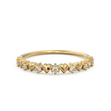 Heart Shaped Diamond Ring / Heart Diamond Wedding Gold Band / Half Eternity Diamond Band / Gift for her