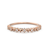 Heart Shaped Diamond Ring / Heart Diamond Wedding Gold Band / Half Eternity Diamond Band / Gift for her