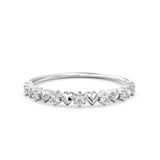 Heart Shaped Diamond Ring / Heart Diamond Wedding Gold Band / Half Eternity Diamond Band / Gift for her