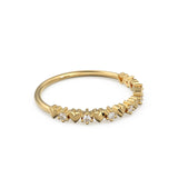 Heart Shaped Diamond Ring / Heart Diamond Wedding Gold Band / Half Eternity Diamond Band / Gift for her