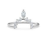 Margette Flower Diamond Ring / Marquise Diamond Ring / Diamond Crown Wedding Band / Marquise Diamond Wedding Band