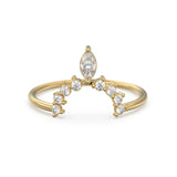 Margette Flower Diamond Ring / Marquise Diamond Ring / Diamond Crown Wedding Band / Marquise Diamond Wedding Band