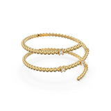 Spiral Gold Diamond Ring / Cuff 14k Gold Ring / Coil Gold Diamond Wedding Band / Brilliant Round Diamond Polka Dot Ring