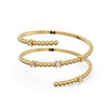 Spiral Gold Diamond Ring / Cuff 14k Gold Ring / Coil Gold Diamond Wedding Band / Brilliant Round Diamond Polka Dot Ring