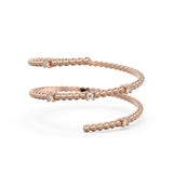 Spiral Gold Diamond Ring / Cuff 14k Gold Ring / Coil Gold Diamond Wedding Band / Brilliant Round Diamond Polka Dot Ring