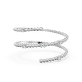 Spiral Gold Diamond Ring / Cuff 14k Gold Ring / Coil Gold Diamond Wedding Band / Brilliant Round Diamond Polka Dot Ring