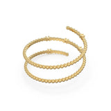 Spiral Gold Diamond Ring / Cuff 14k Gold Ring / Coil Gold Diamond Wedding Band / Brilliant Round Diamond Polka Dot Ring