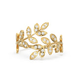 Leaf Gold Diamond Ring / Nature Inspired Motif Gold Band / Twisted Branch Gold Diamond Jewelry / Handmade Solid Gold Leaf Jewelry