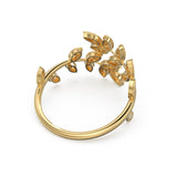 Leaf Gold Diamond Ring / Nature Inspired Motif Gold Band / Twisted Branch Gold Diamond Jewelry / Handmade Solid Gold Leaf Jewelry