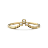 Three Brilliant Diamond Gold Band / Bezel Curved Band / Trio Round Gold Band White Diamond Ring / Handmade Dainty Ring