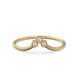 Three Brilliant Diamond Gold Band / Bezel Curved Band / Trio Round Gold Band White Diamond Ring / Handmade Dainty Ring