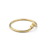 Three Brilliant Diamond Gold Band / Bezel Curved Band / Trio Round Gold Band White Diamond Ring / Handmade Dainty Ring
