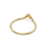 Three Brilliant Diamond Gold Band / Bezel Curved Band / Trio Round Gold Band White Diamond Ring / Handmade Dainty Ring