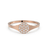 Signet Pave Diamond Ring / Circle Diamond Pinky Ring / Round Gold Band White Diamond Ring / Promise Ring