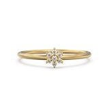 Cluster Diamond Solid Gold Ring / Flower Diamond Ring / Floral 14k Gold Diamond Wedding Band / Lightweight Dainty Wedding Band