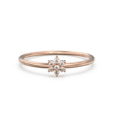 Cluster Diamond Solid Gold Ring / Flower Diamond Ring / Floral 14k Gold Diamond Wedding Band / Lightweight Dainty Wedding Band