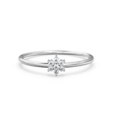 Cluster Diamond Solid Gold Ring / Flower Diamond Ring / Floral 14k Gold Diamond Wedding Band / Lightweight Dainty Wedding Band