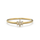 Cluster Diamond Solid Gold Ring / Flower Diamond Ring / Floral 14k Gold Diamond Wedding Band / Lightweight Dainty Wedding Band