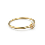 Cluster Diamond Solid Gold Ring / Flower Diamond Ring / Floral 14k Gold Diamond Wedding Band / Lightweight Dainty Wedding Band