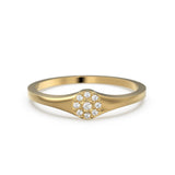Signet Circle Diamond Ring / 14k Gold Motif Diamond Ring / Brilliant Round Diamond Ring / Dainty Minimalist Signet Diamond Wedding Band