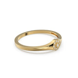 Signet Circle Diamond Ring / 14k Gold Motif Diamond Ring / Brilliant Round Diamond Ring / Dainty Minimalist Signet Diamond Wedding Band