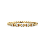 Polka Dot Diamond Gold Band / Stacking Solid 14k Gold Ring / Handmade Minimalist Stacking Prong Diamond Ring