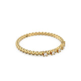 Polka Dot Diamond Gold Band / Stacking Solid 14k Gold Ring / Handmade Minimalist Stacking Prong Diamond Ring