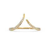 Curved Diamond Band in 14k Gold Band / Twist Diamond Ring / Crown Round Gold Band White Diamond Ring / Handmade French Pave Ring