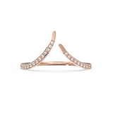 Curved Diamond Band in 14k Gold Band / Twist Diamond Ring / Crown Round Gold Band White Diamond Ring / Handmade French Pave Ring