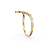 Curved Diamond Band in 14k Gold Band / Twist Diamond Ring / Crown Round Gold Band White Diamond Ring / Handmade French Pave Ring