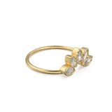 Crown Marquise Diamond Band in 14k Gold / Bezel Diamond Band / Martensia Diamond Band / Flower Gold Ring