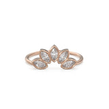 Crown Marquise Diamond Band in 14k Gold / Bezel Diamond Band / Martensia Diamond Band / Flower Gold Ring