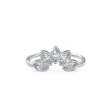 Crown Marquise Diamond Band in 14k Gold / Bezel Diamond Band / Martensia Diamond Band / Flower Gold Ring