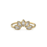 Crown Marquise Diamond Band in 14k Gold / Bezel Diamond Band / Martensia Diamond Band / Flower Gold Ring