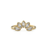 Crown Marquise Diamond Band in 14k Gold / Bezel Diamond Band / Martensia Diamond Band / Flower Gold Ring