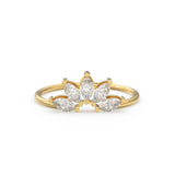 Crown Marquise Diamond Band in 14k Gold / Martensia Diamond Band / Flower Gold Ring