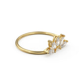 Crown Marquise Diamond Band in 14k Gold / Martensia Diamond Band / Flower Gold Ring