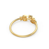 Leaf Diamond Band in 14k Gold / Vintage Flower Round Diamond Ring / Diamond Heart Engagement Floral Ring