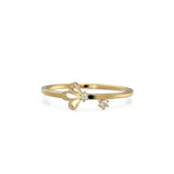 Peacock Diamond 14k Gold Band / Butterfly Diamond Ring / Delicate Flower Handmade Ring / Mingei Diamond Ring