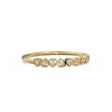 Heart Diamond Band in 14k Gold / Heart Diamond Ring / Gold Band White Diamond Ring / Genuine Diamond Wedding Band