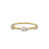 Round Diamond Wedding Band / 4 Stone 14K Gold Prong Set Wedding Ring / Stacking Anniversary Ring